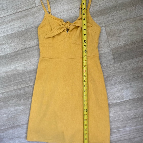 Hollister Saffron Yellow Tie Front Spaghetti Strap Lined Dress - Picture 13 of 13